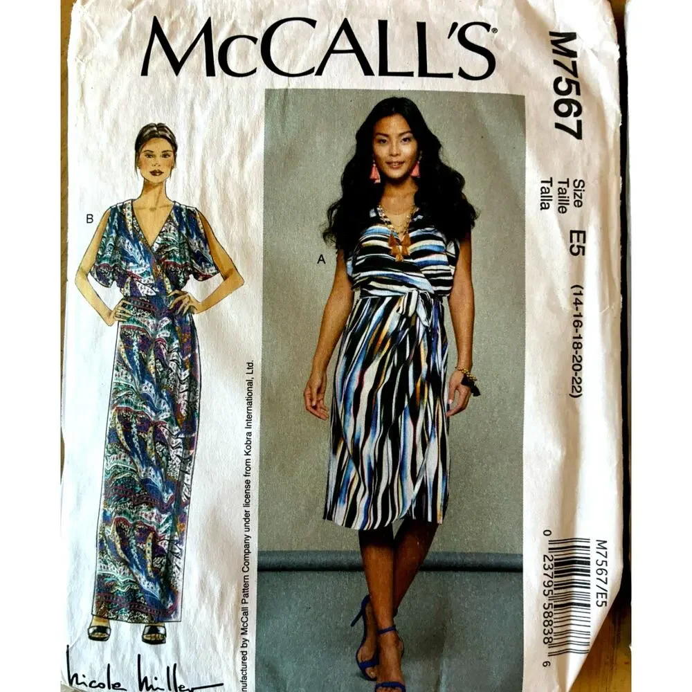 4 VTG Sewing Patterns Women's Dresses, Nicole Miller, Laura Ashley McCalls UNCUT
